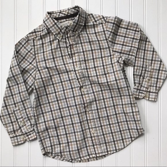 •Children’s Place• brown plaid poplin shirt - Picture 1 of 6